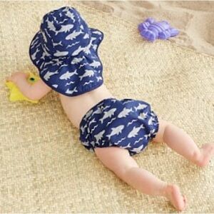 Pottery Barn Kids Swim Diaper Cover 6-12M Blue Shark Print Water Resistant